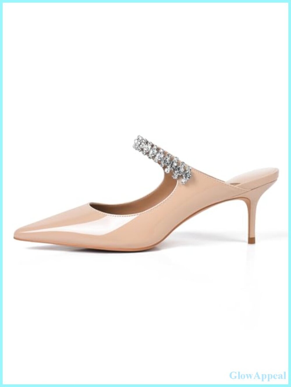 Rhinestone Kitten Heel Mules Pointed Toe Slip On Women's Heels